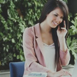 Woman holding cell phone