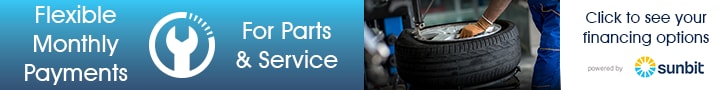 SunBit banner. Flexible monthly payments for parts & service