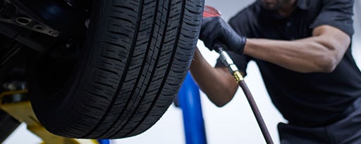 Tire being installed